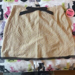 NWT Yellow Gray Gingham Mini Skirt w Black Bow | Coquette Preppy Y2K Juniors XL